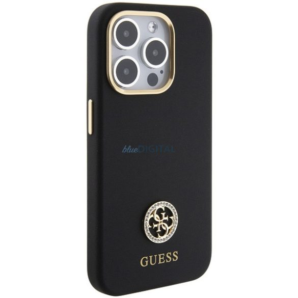 Guess GUHCP15LM4DGPK iPhone 15 Pro 6.1" fekete keménytok szilikon logó Strass 4G