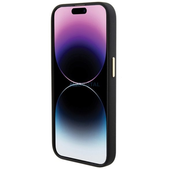 Guess GUHCP15LM4DGPK iPhone 15 Pro 6.1" fekete keménytok szilikon logó Strass 4G