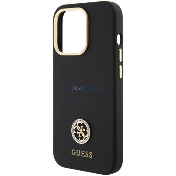 Guess GUHCP15LM4DGPK iPhone 15 Pro 6.1" fekete keménytok szilikon logó Strass 4G