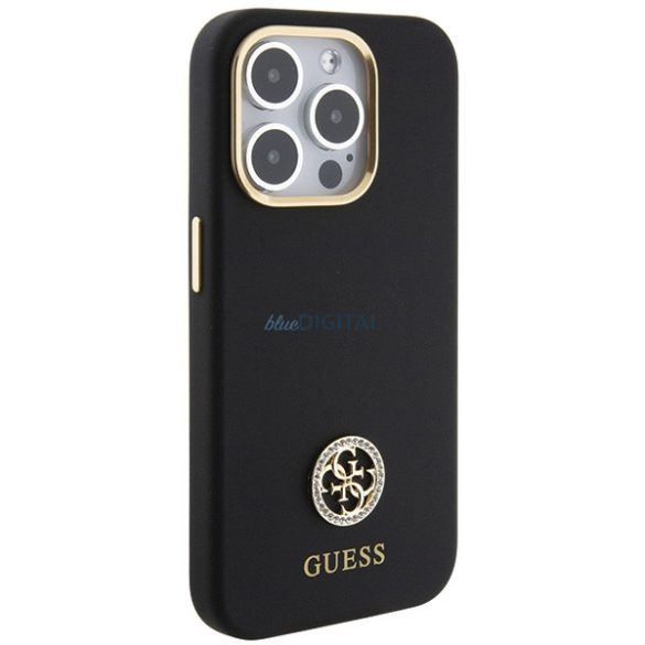 Guess GUHCP15XM4DGPK iPhone 15 Pro Max 6.7" fekete keménytok szilikon logó Strass 4G