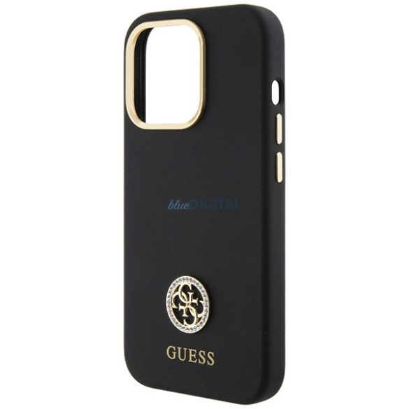 Guess GUHCP15XM4DGPK iPhone 15 Pro Max 6.7" fekete keménytok szilikon logó Strass 4G