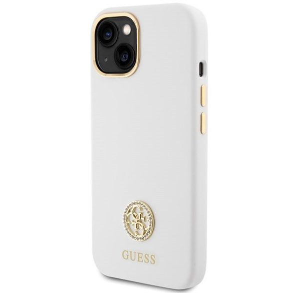 Guess GUHCP15SM4DGPH iPhone 15 6.1" fehér keménytok Silicone Logo Strass 4G