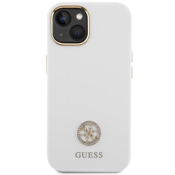 Guess GUHCP15SM4DGPH iPhone 15 6.1" fehér keménytok Silicone Logo Strass 4G