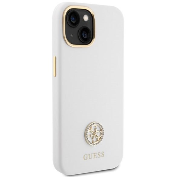 Guess GUHCP15SM4DGPH iPhone 15 6.1" fehér keménytok Silicone Logo Strass 4G