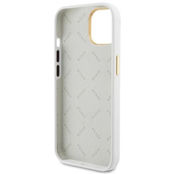 Guess GUHCP15SM4DGPH iPhone 15 6.1" fehér keménytok Silicone Logo Strass 4G