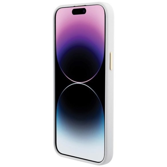 Guess GUHCP15LM4DGPH iPhone 15 Pro 6.1" fehér keménytok szilikon logó Strass 4G