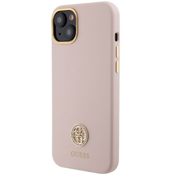 Guess GUHCP15SM4DGPP iPhone 15 / 14 / 13 6.1" rózsaszín keménytok Silicone Logo Strass 4G