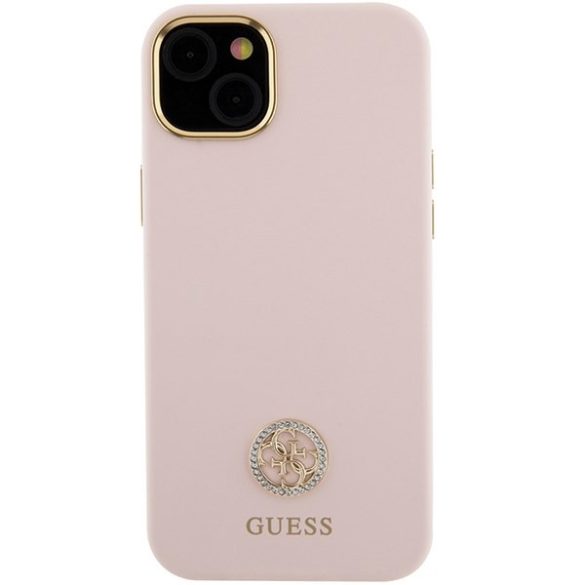 Guess GUHCP15SM4DGPP iPhone 15 / 14 / 13 6.1" rózsaszín keménytok Silicone Logo Strass 4G