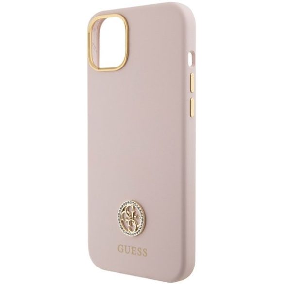 Guess GUHCP15SM4DGPP iPhone 15 / 14 / 13 6.1" rózsaszín keménytok Silicone Logo Strass 4G