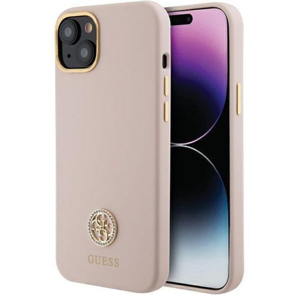 Guess GUHCP15M4DGPP iPhone 15 Plus / 14 Plus 6.7" rózsaszín keménytok szilikon logó strasszos