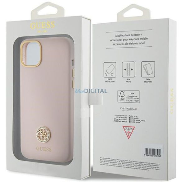 Guess GUHCP15M4DGPP iPhone 15 Plus / 14 Plus 6.7" rózsaszín keménytok szilikon logó strasszos