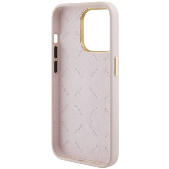 Guess GUHCP15LM4DGPP iPhone 15 Pro 6.1" rózsaszín keménytok szilikon Logo Strass 4G