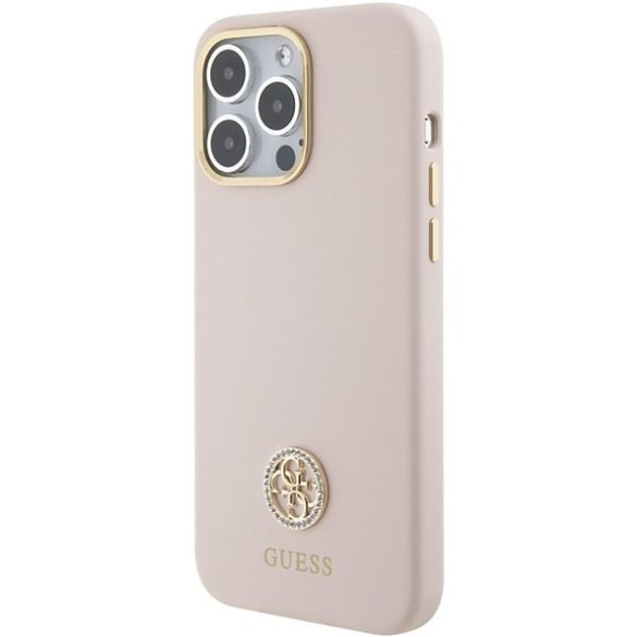 Guess GUHCP15XM4DGPP iPhone 15 Pro Max 6.7" rózsaszín keménytok szilikon logó Strass 4G