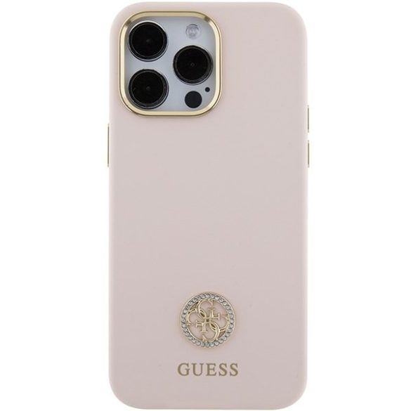 Guess GUHCP15XM4DGPP iPhone 15 Pro Max 6.7" rózsaszín keménytok szilikon logó Strass 4G