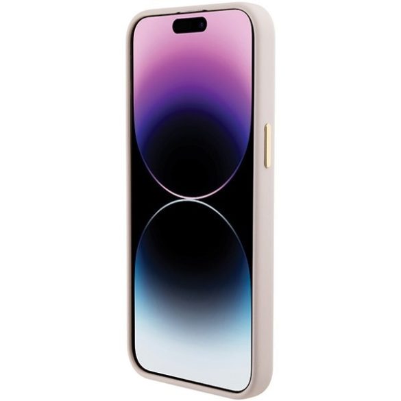 Guess GUHCP15XM4DGPP iPhone 15 Pro Max 6.7" rózsaszín keménytok szilikon logó Strass 4G