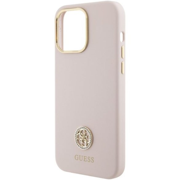 Guess GUHCP15XM4DGPP iPhone 15 Pro Max 6.7" rózsaszín keménytok szilikon logó Strass 4G