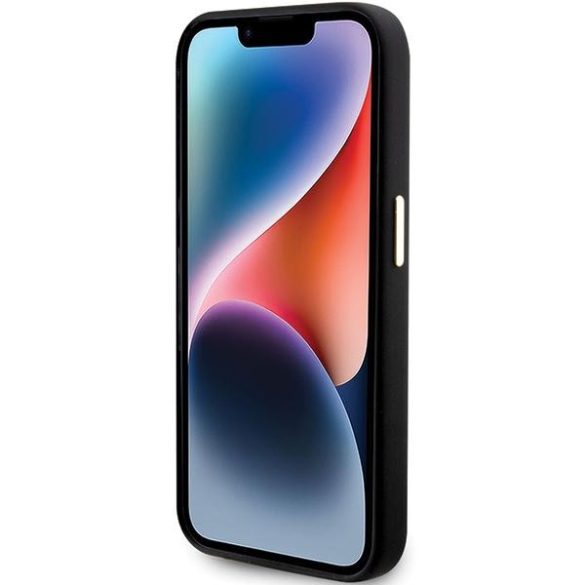 Guess GUHCP15XSMBSLK iPhone 15 Pro Max 6.7" fekete keménytok szilikon script fém logó és keret