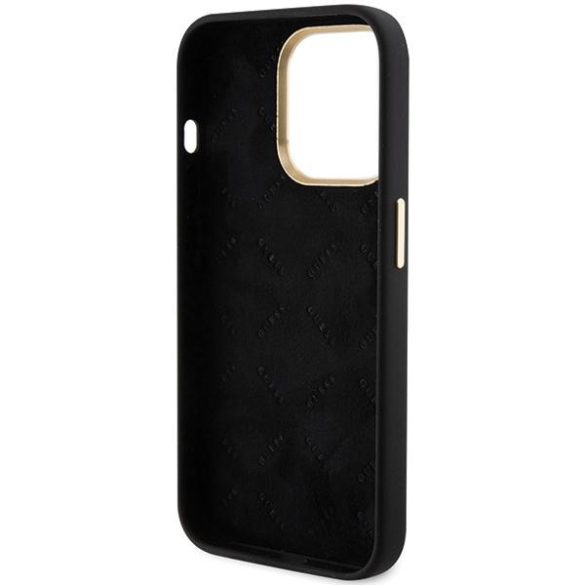 Guess GUHCP15XSMBSLK iPhone 15 Pro Max 6.7" fekete keménytok szilikon script fém logó és keret