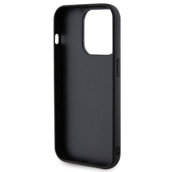 Guess GUHCP15LPSQQSQSK iPhone 15 Pro 6.1" fekete keménytok steppelt fém logóval