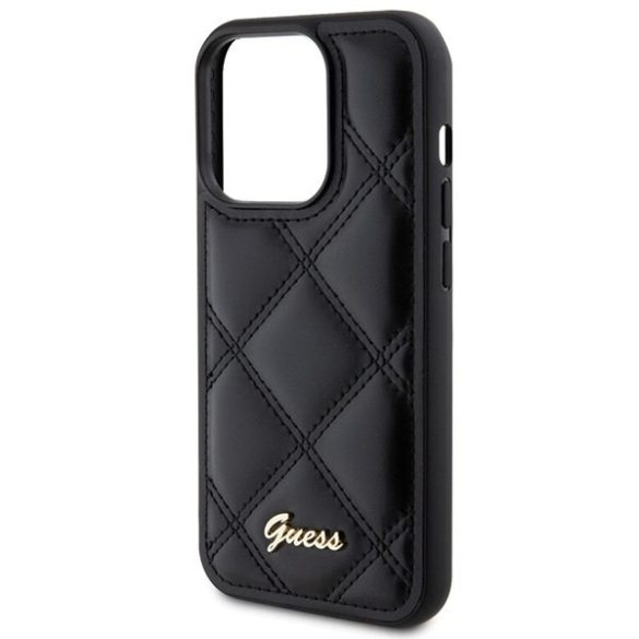 Guess GUHCP15XPSQQSQSK iPhone 15 Pro Max 6.7" fekete keménytok steppelt fém logóval