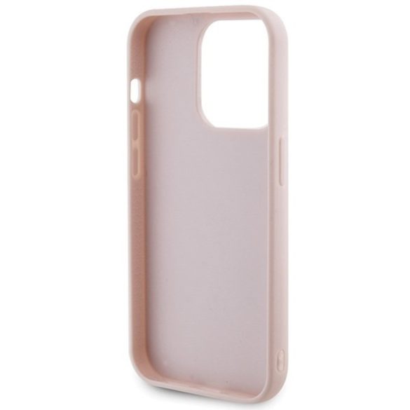 Guess GUHCP15LPSQQSQSP iPhone 15 Pro 6.1" rózsaszín keménytok steppelt fém logóval