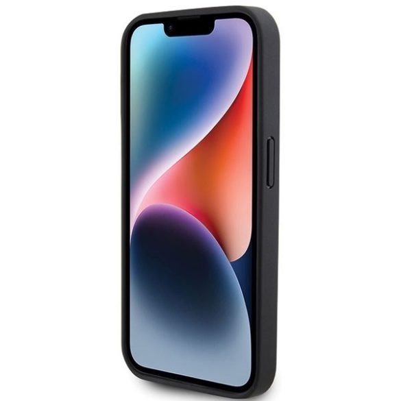 Guess GUHCP15LP4EPMK iPhone 15 Pro 6.1" fekete bőr keménytok 4G bélyegzővel