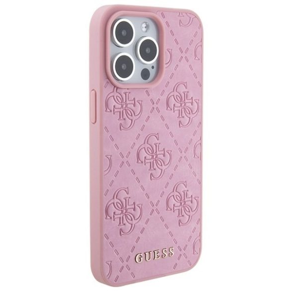 Guess GUHCP15XP4EPMP iPhone 15 Pro Max 6.7" rózsaszín keménytok bőr 4G bélyegzéssel