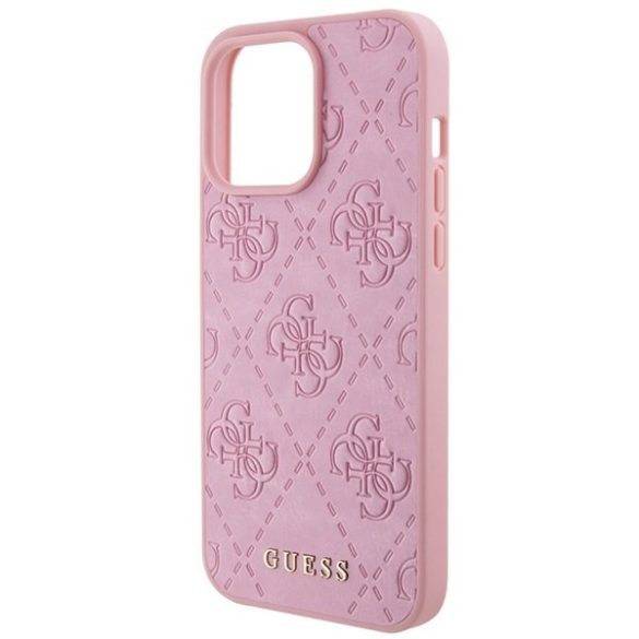 Guess GUHCP15XP4EPMP iPhone 15 Pro Max 6.7" rózsaszín keménytok bőr 4G bélyegzéssel