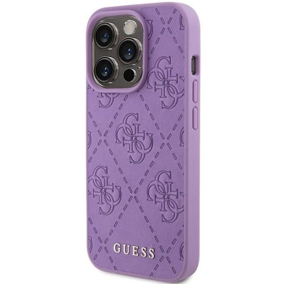 Guess GUHCP15LP4EPMU iPhone 15 Pro 6.1" lila/világos lila keménytok bőr 4G bélyegzővel