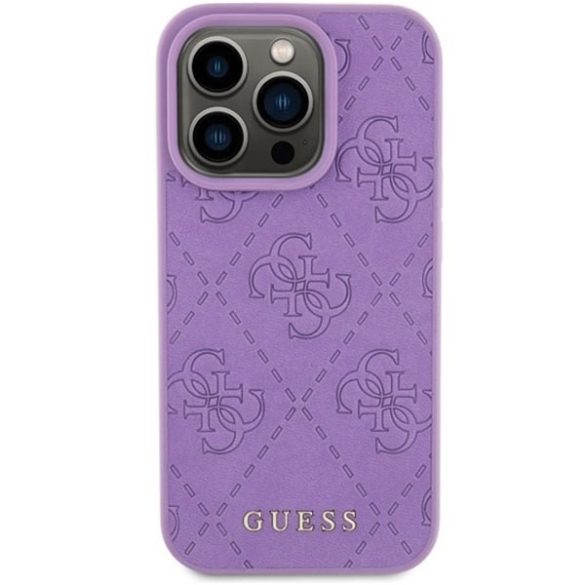 Guess GUHCP15LP4EPMU iPhone 15 Pro 6.1" lila/világos lila keménytok bőr 4G bélyegzővel