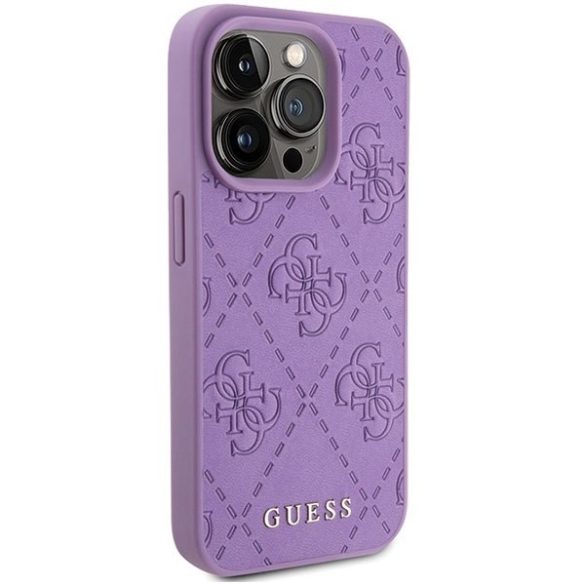 Guess GUHCP15LP4EPMU iPhone 15 Pro 6.1" lila/világos lila keménytok bőr 4G bélyegzővel