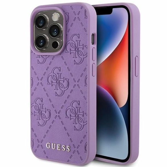 Guess GUHCP15XP4EPMU iPhone 15 Pro Max 6.7" lila/világos lila keménytok bőr 4G bélyegzővel