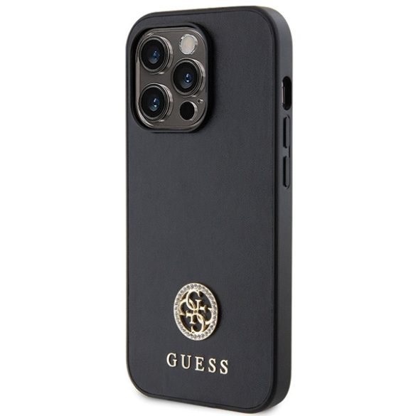 Guess GUHCP14LPS4DGPK iPhone 14 Pro 6.1" fekete keménytok Strass fém logó