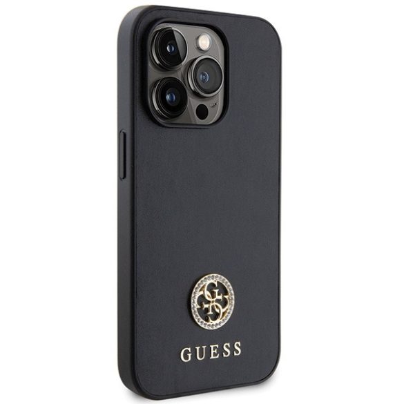 Guess GUHCP14LPS4DGPK iPhone 14 Pro 6.1" fekete keménytok Strass fém logó