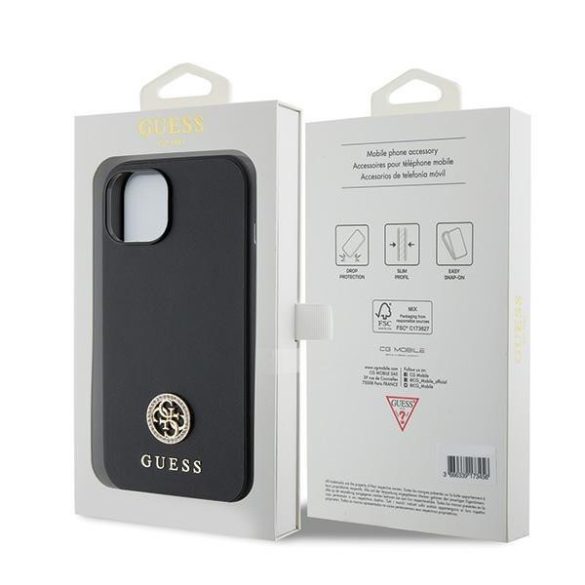 Guess GUHCP15MPS4DGPK iPhone 15 Plus / 14 Plus 6.7" fekete keménytok strasszos fém logóval