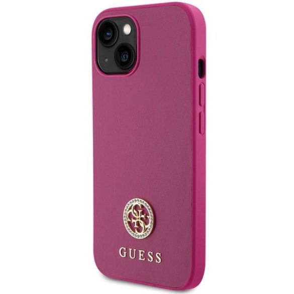 Guess GUHCP15SPS4DGPP iPhone 15 / 14 / 13 6.1" rózsaszín keménytok Strass fém logó