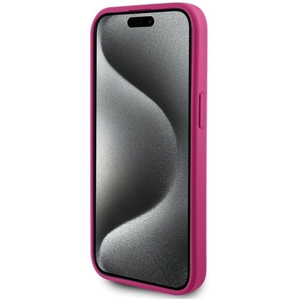 Guess GUHCP15SPS4DGPP iPhone 15 / 14 / 13 6.1" rózsaszín keménytok Strass fém logó