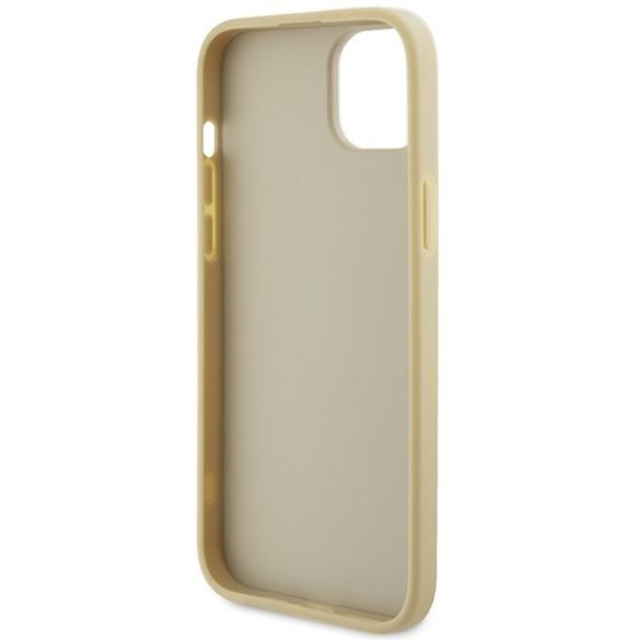 Guess GUHCP15SPS4DGPD iPhone 15 / 14 / 13 6.1" arany keménytok bőr 4G fém logó Strass