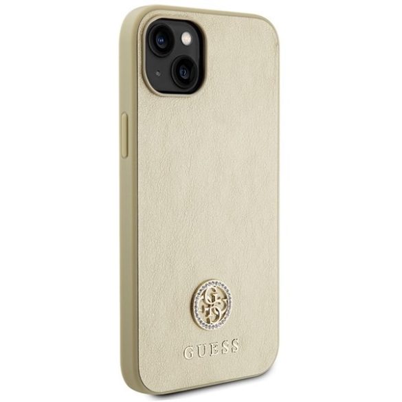 Guess GUHCP15MPS4DGPD iPhone 15 Plus / 14 Plus 6.7" arany keménytok strasszos fém logóval