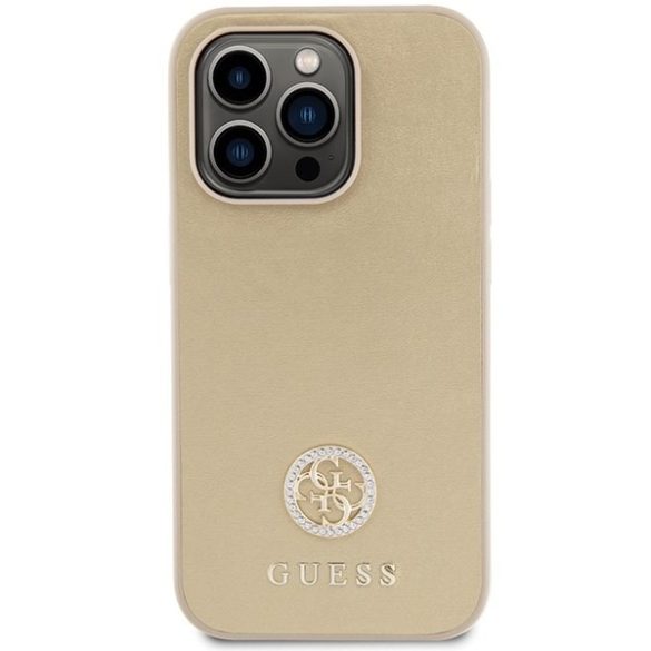 Guess GUHCP15LPS4DGPD iPhone 15 Pro 6.1" arany keménytok Strass fém logóval