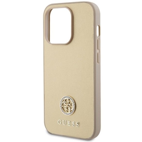 Guess GUHCP15LPS4DGPD iPhone 15 Pro 6.1" arany keménytok Strass fém logóval