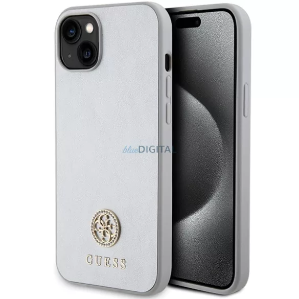 Guess GUHCP15MPS4DGPS iPhone 15 Plus 6.7" ezüst keménytok strasszos fém logóval