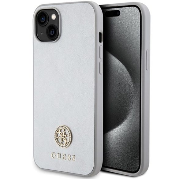 Guess GUHCP15MPS4DGPS iPhone 15 Plus / 14 Plus 6.7" ezüst keménytok strasszos fém logóval