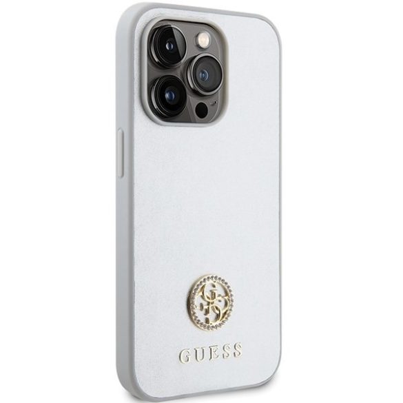 Guess GUHCP15LPS4DGPS iPhone 15 Pro 6.1" ezüst keménytok Strass fém logó