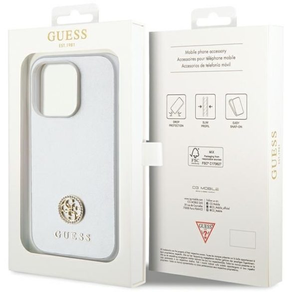 Guess GUHCP15LPS4DGPS iPhone 15 Pro 6.1" ezüst keménytok Strass fém logó