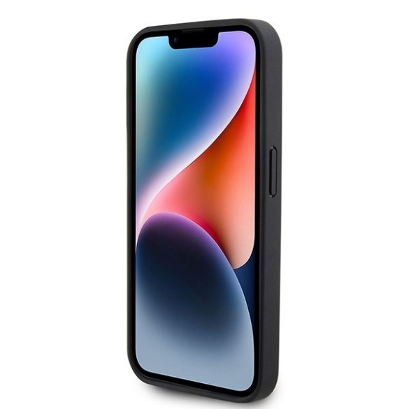 Guess GUHCP15LPCRTHCK iPhone 15 Pro 6.1" fekete/kék keménytok kroko háromszög fém logó