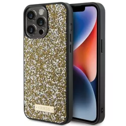   Guess GUHCP15LPFGSBSD iPhone 15 Pro 6.1" sárga keménytok strasszos fém logóval