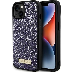 Guess GUHCP15SPFGSBSP iPhone 15 6.1" lila keménytok strasszos fém logó