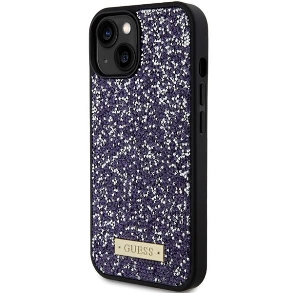 Guess GUHCP15SPFGSBSP iPhone 15 6.1" lila keménytok strasszos fém logó