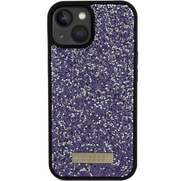 Guess GUHCP15SPFGSBSP iPhone 15 6.1" lila keménytok strasszos fém logó